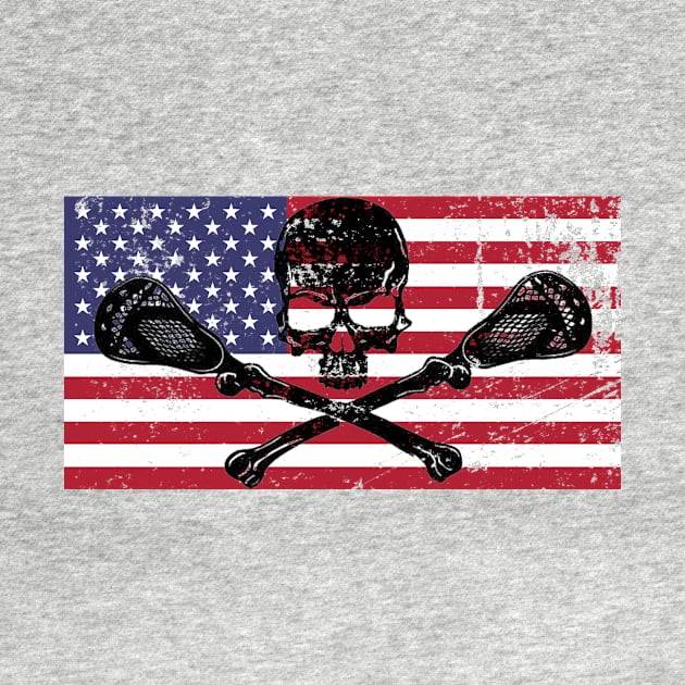 Lacrosse Skull American Flag by iloveducks11